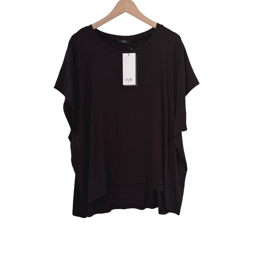 NWT Ruti Florence Organic Cotton Tee Black Oversized High Low Top L/XL $149